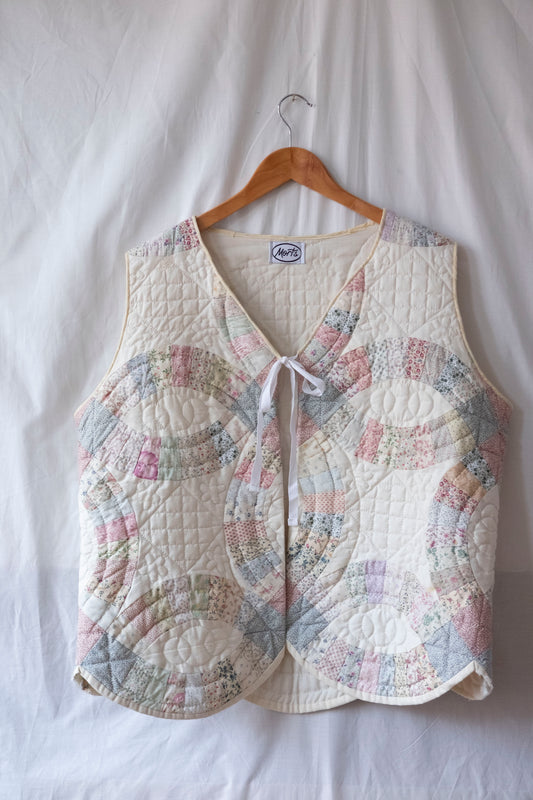 Etta ~ Reworked Black Gingham Linen Tie Waistcoat - XL