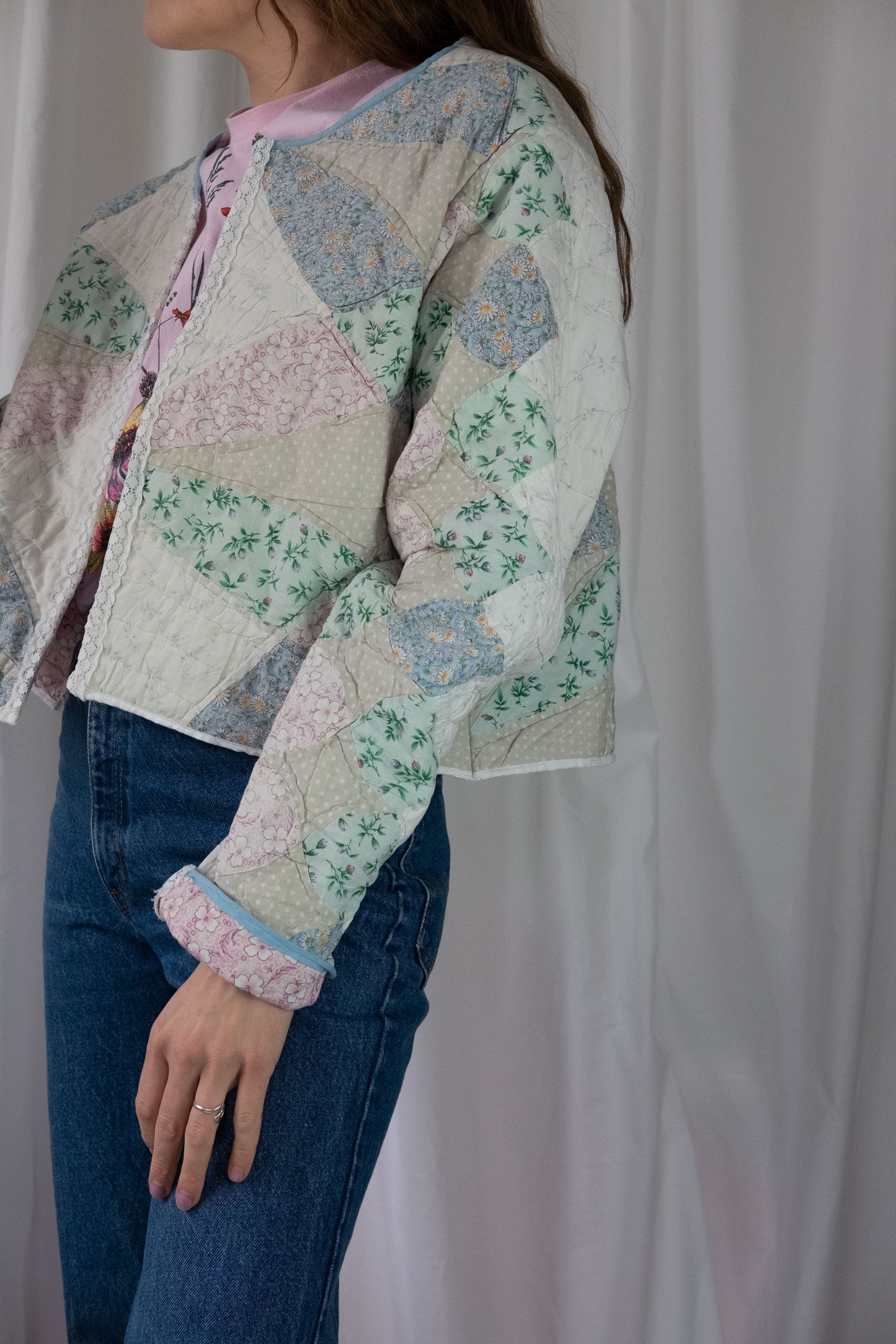 Heather ~ Remade Vintage Patchwork Quilt Cropped Jacket ~ S/M