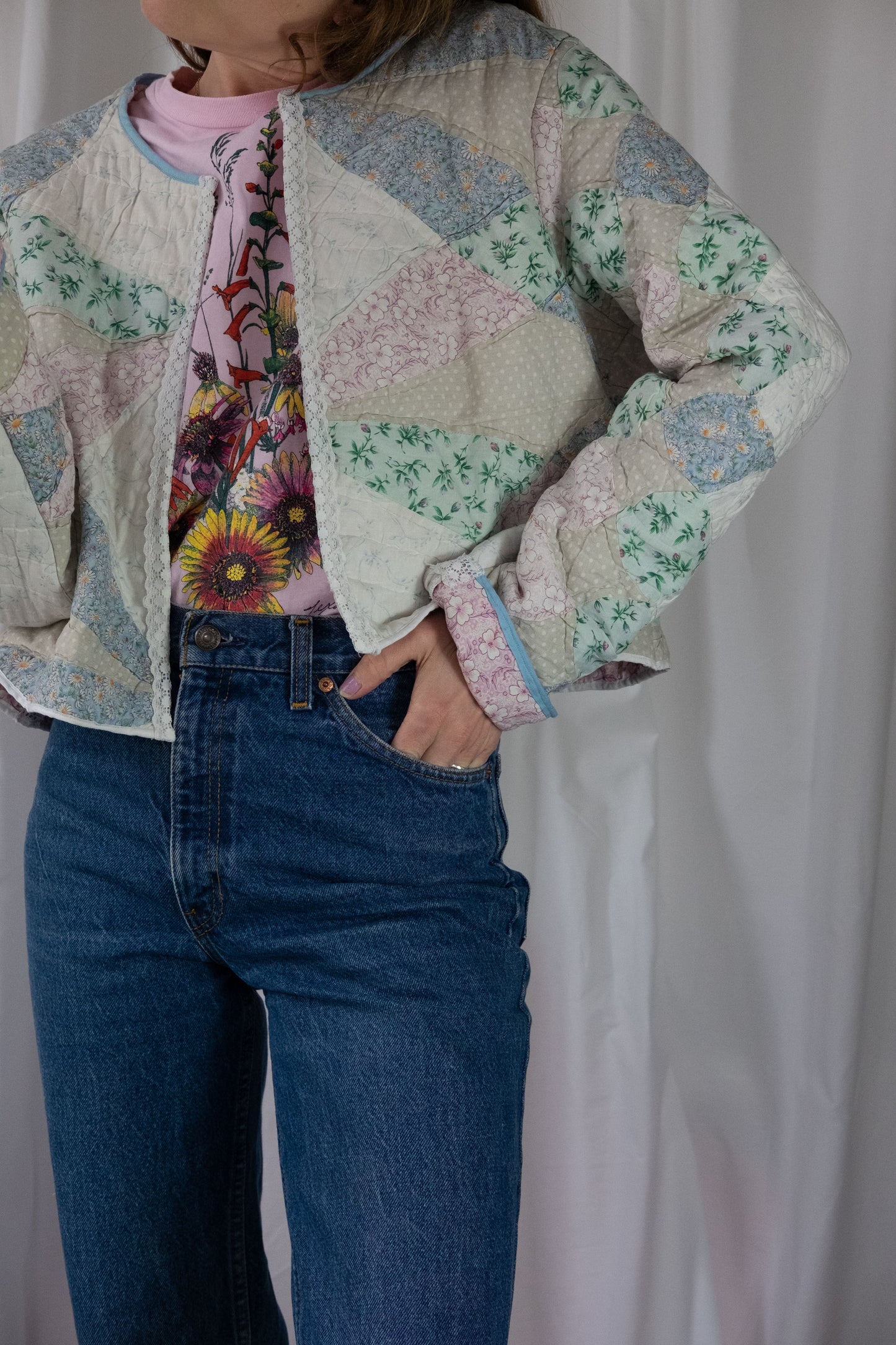 Heather ~ Remade Vintage Patchwork Quilt Cropped Jacket ~ S/M