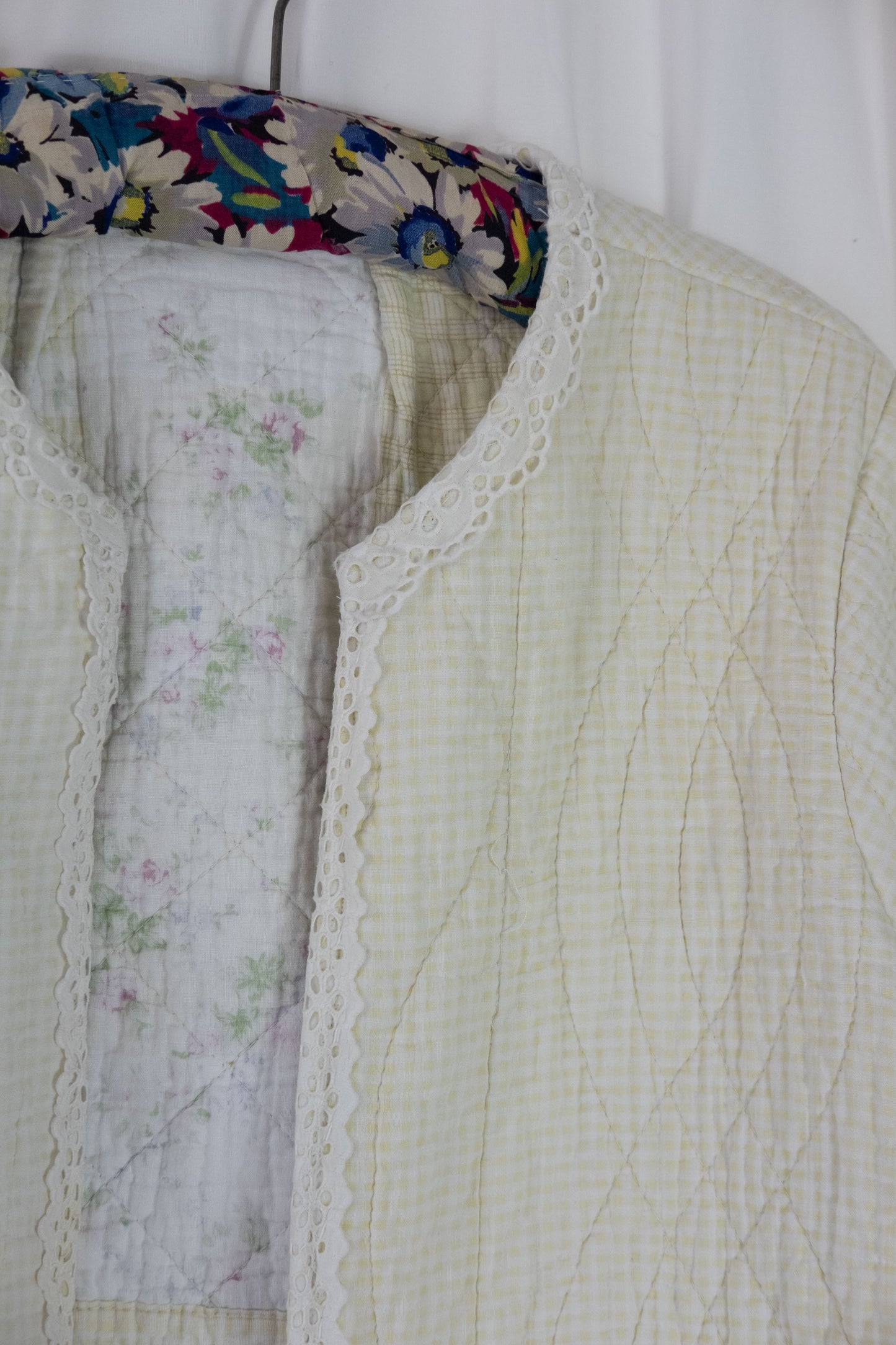 Camomilla ~ Remade Vintage Quilt Jacket ~ Lemon Gingham ~ M/L