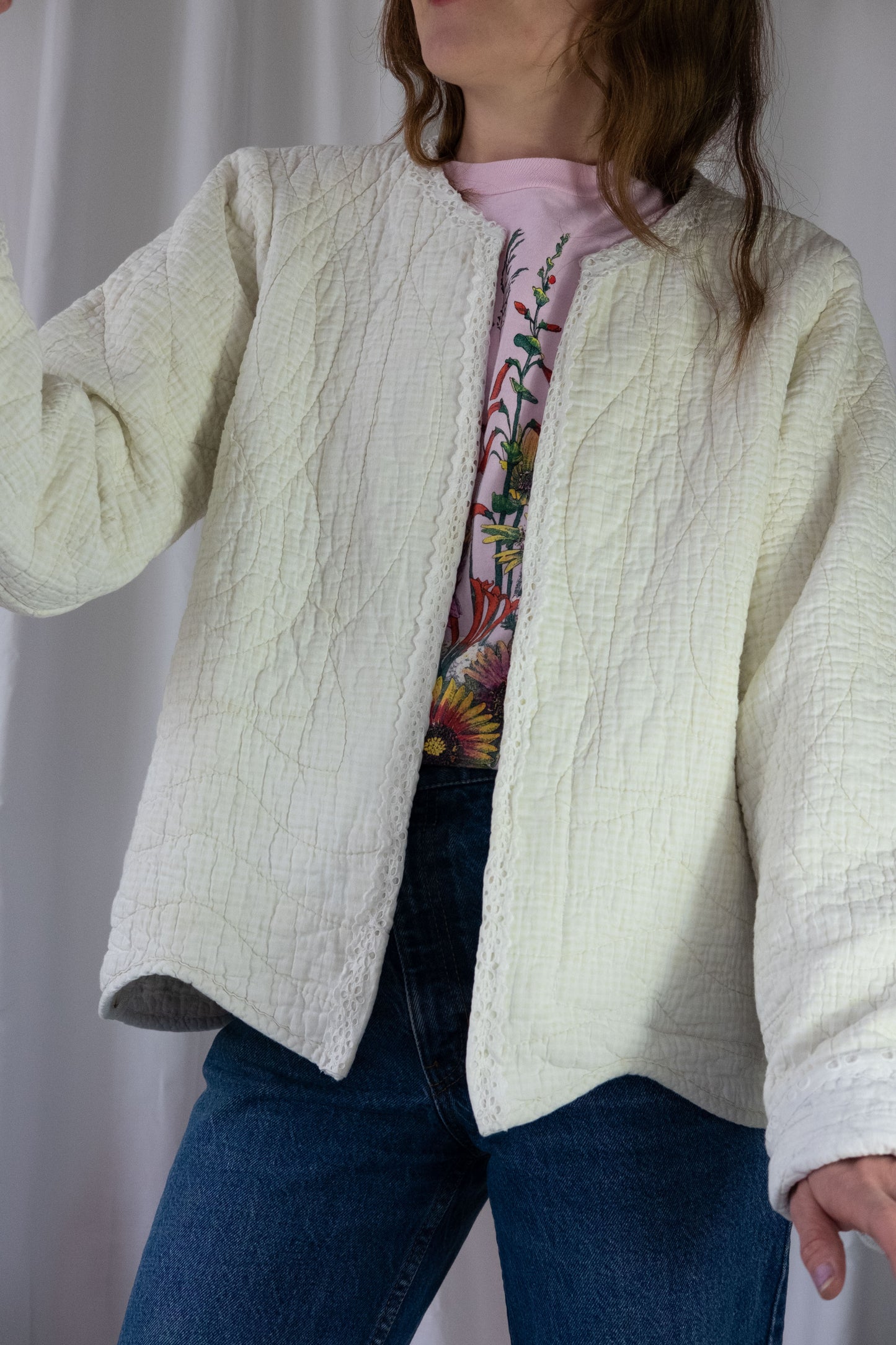 Camomilla ~ Remade Vintage Quilt Jacket ~ Lemon Gingham ~ M/L