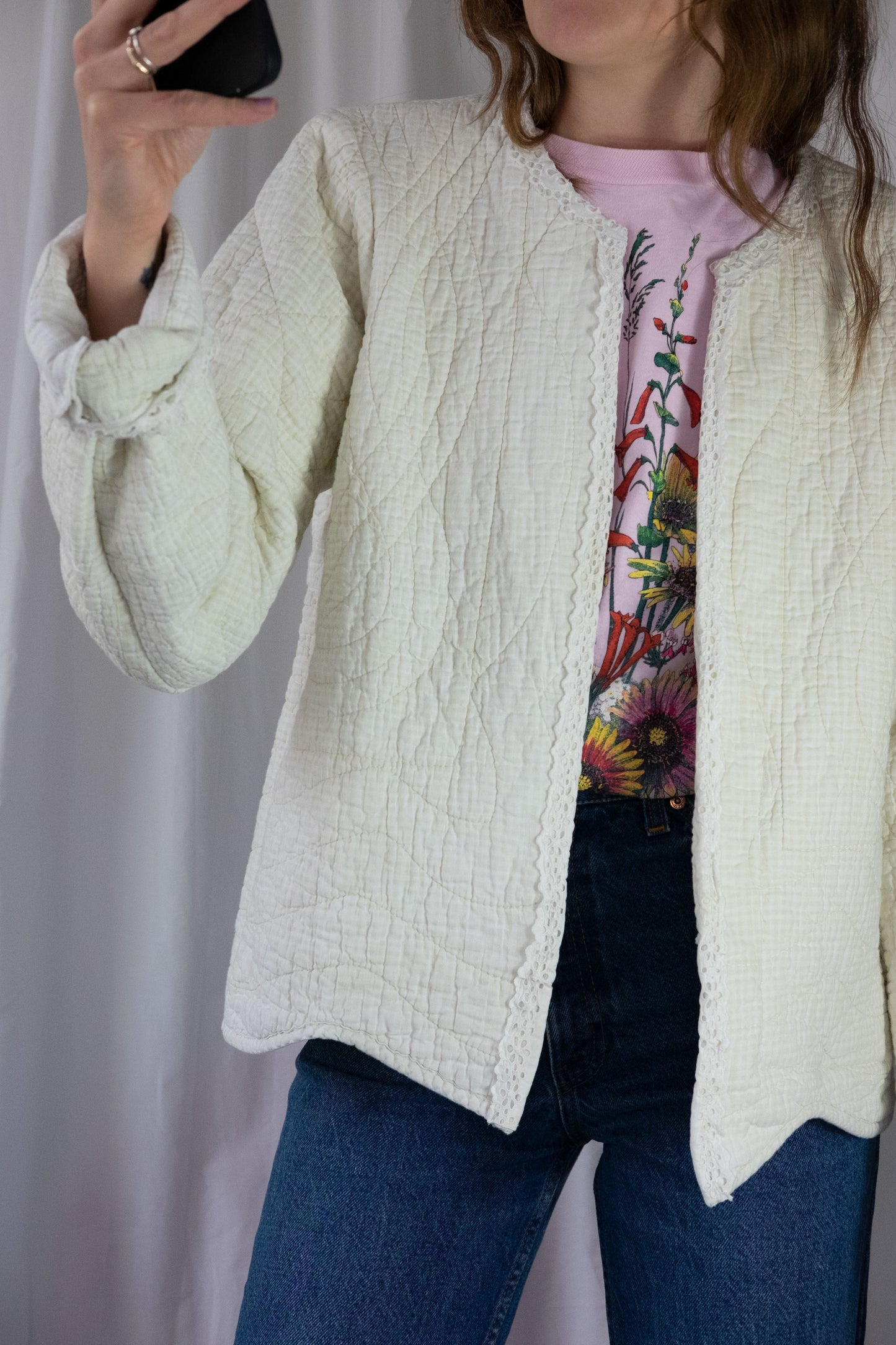 Camomilla ~ Remade Vintage Quilt Jacket ~ Lemon Gingham ~ M/L