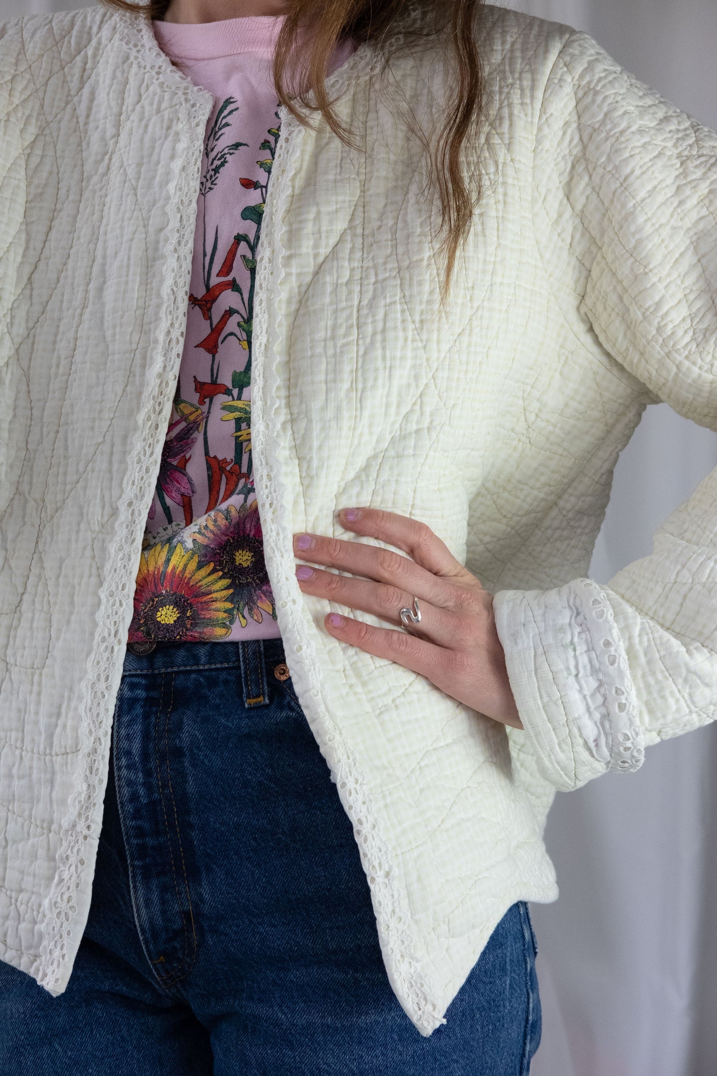 Camomilla ~ Remade Vintage Quilt Jacket ~ Lemon Gingham ~ M/L