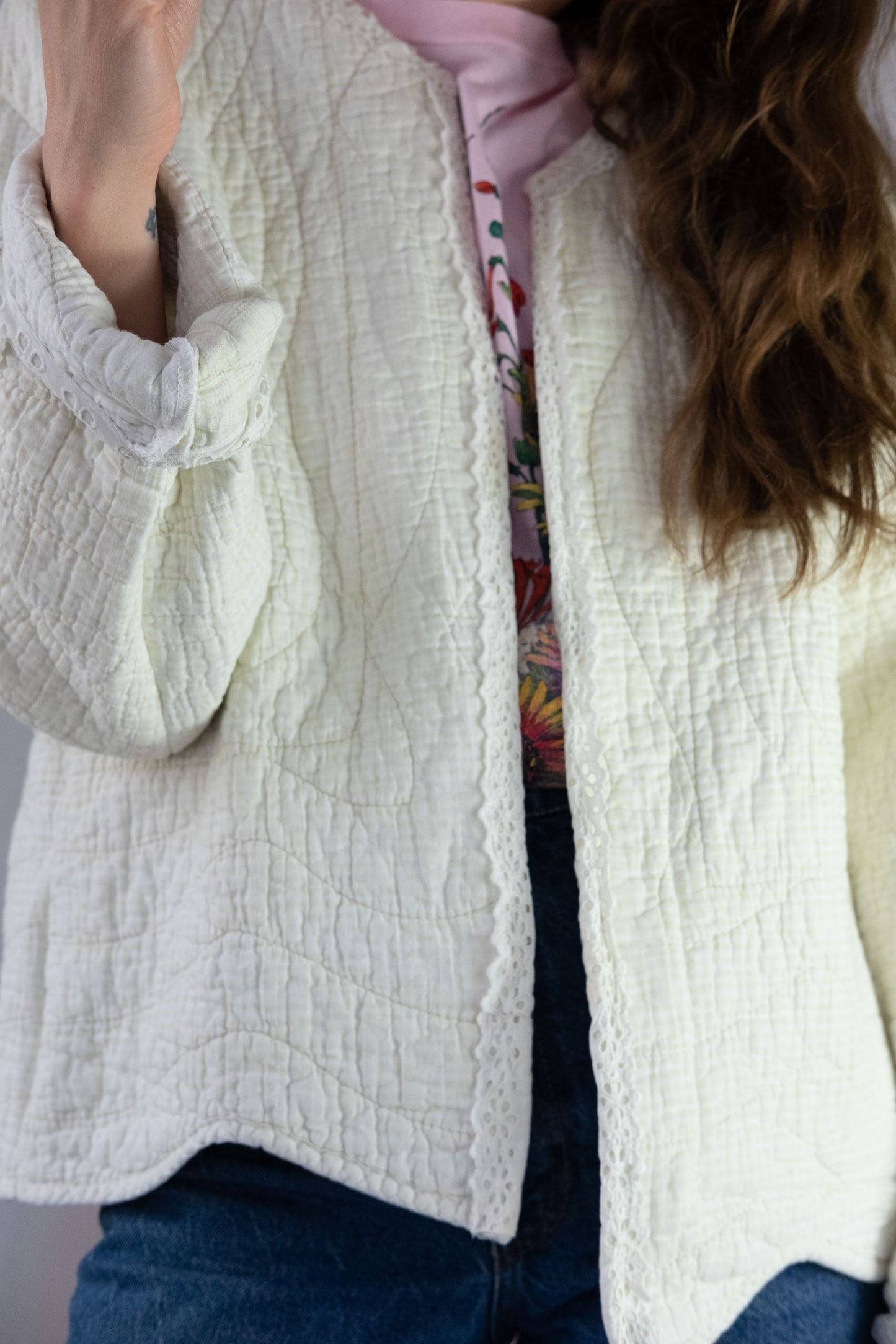 Camomilla ~ Remade Vintage Quilt Jacket ~ Lemon Gingham ~ M/L