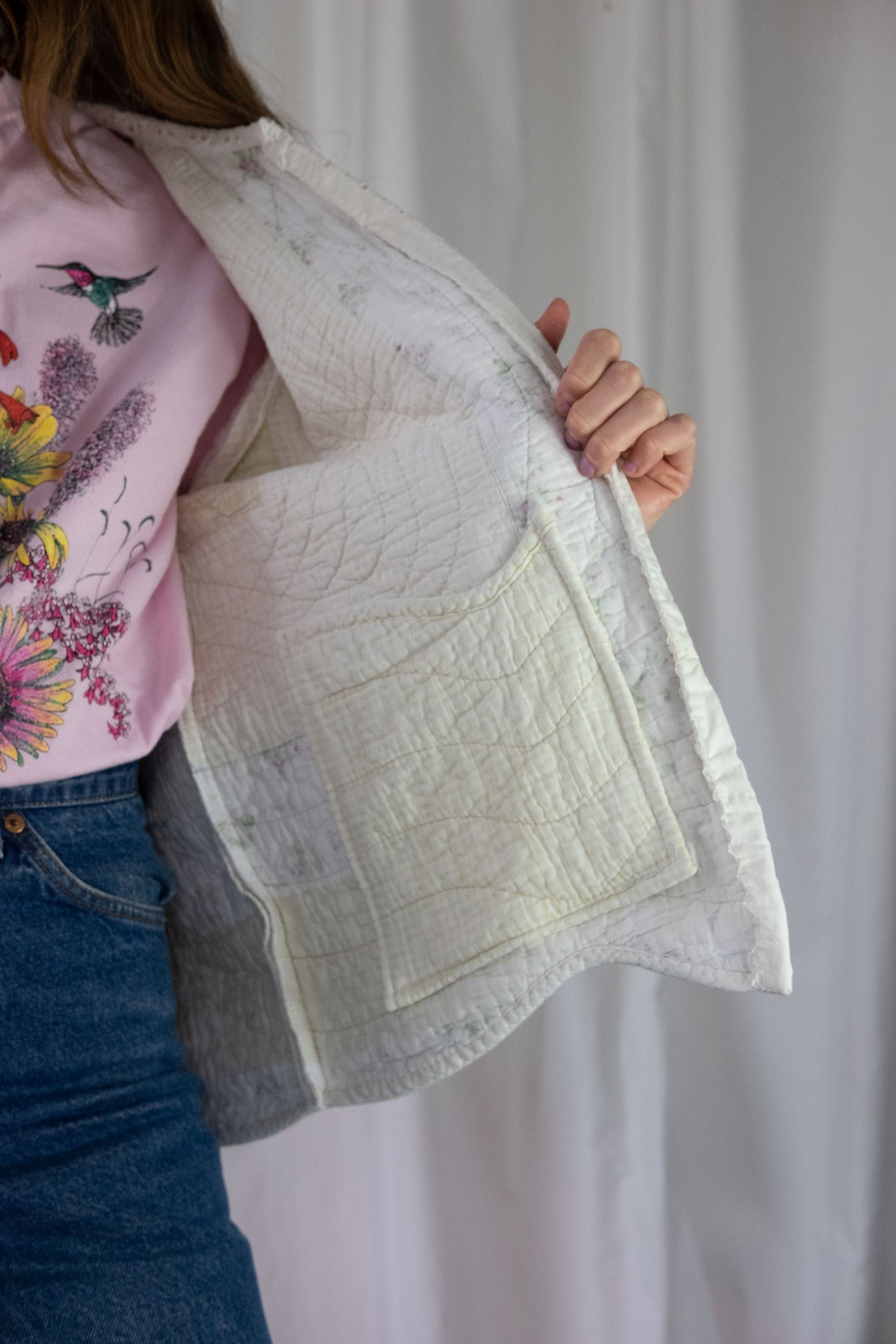 Camomilla ~ Remade Vintage Quilt Jacket ~ Lemon Gingham ~ M/L