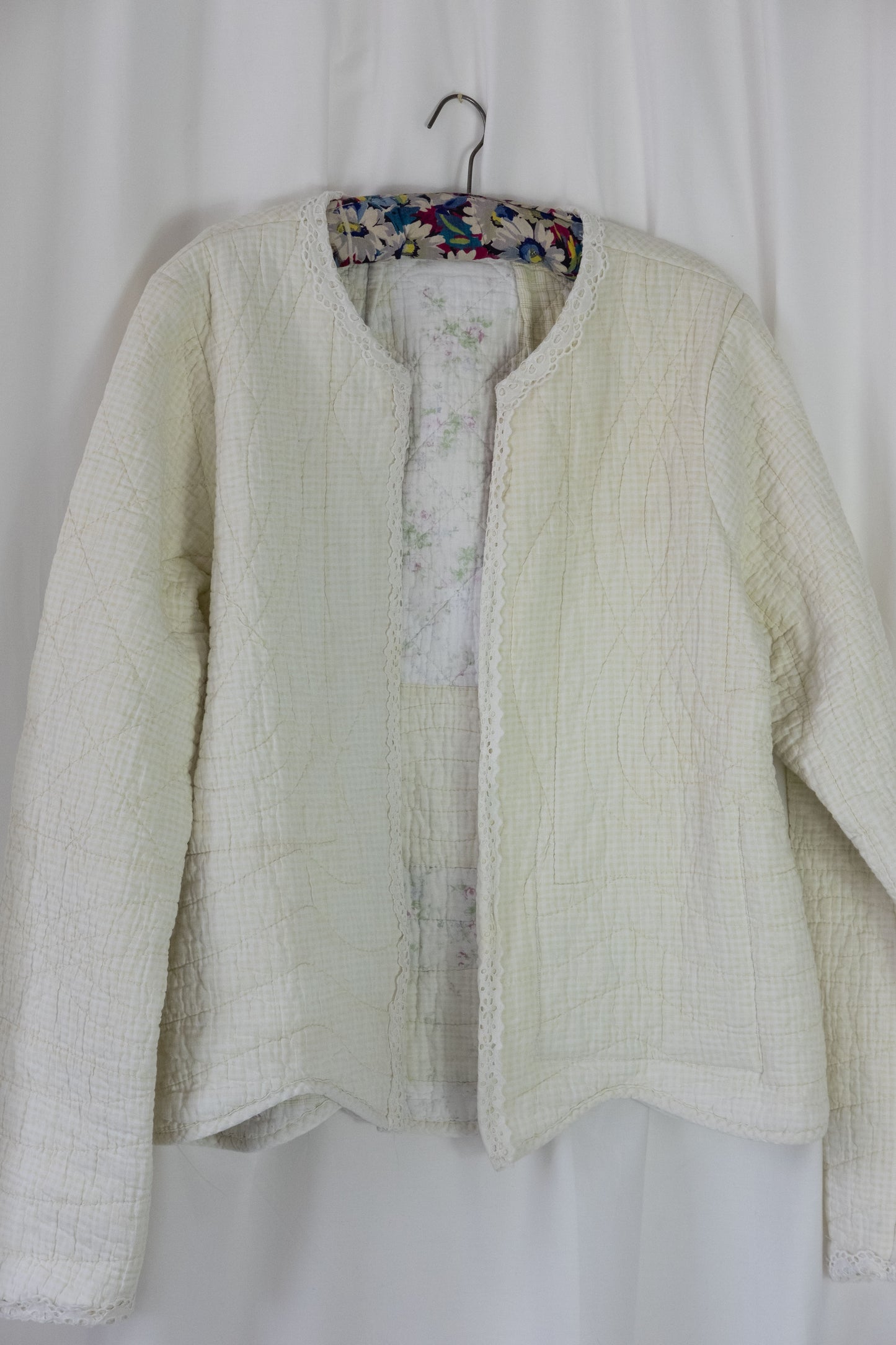 Camomilla ~ Remade Vintage Quilt Jacket ~ Lemon Gingham ~ M/L