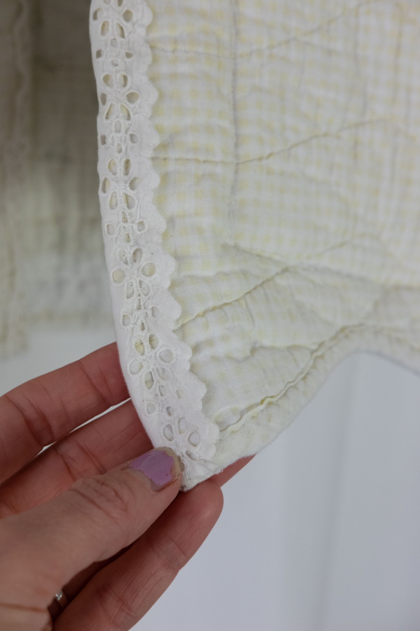 Camomilla ~ Remade Vintage Quilt Jacket ~ Lemon Gingham ~ M/L