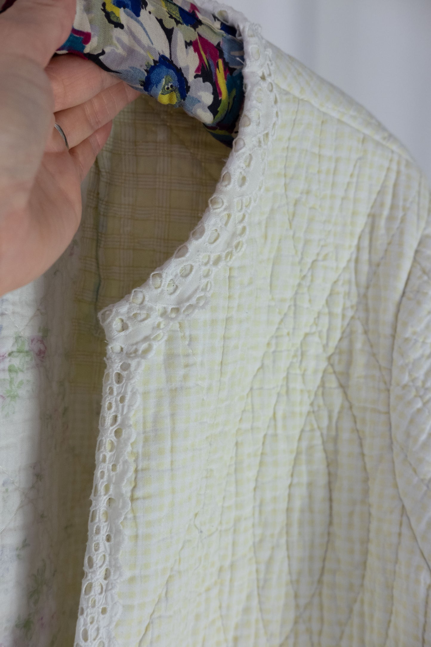 Camomilla ~ Remade Vintage Quilt Jacket ~ Lemon Gingham ~ M/L
