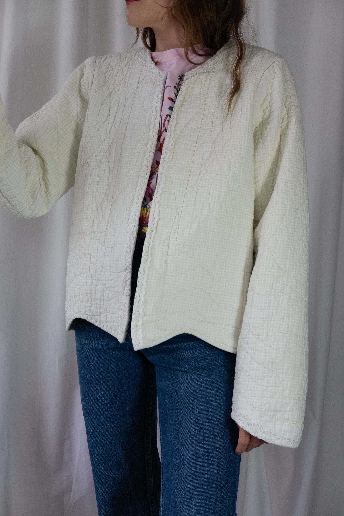 Camomilla ~ Remade Vintage Quilt Jacket ~ Lemon Gingham ~ M/L