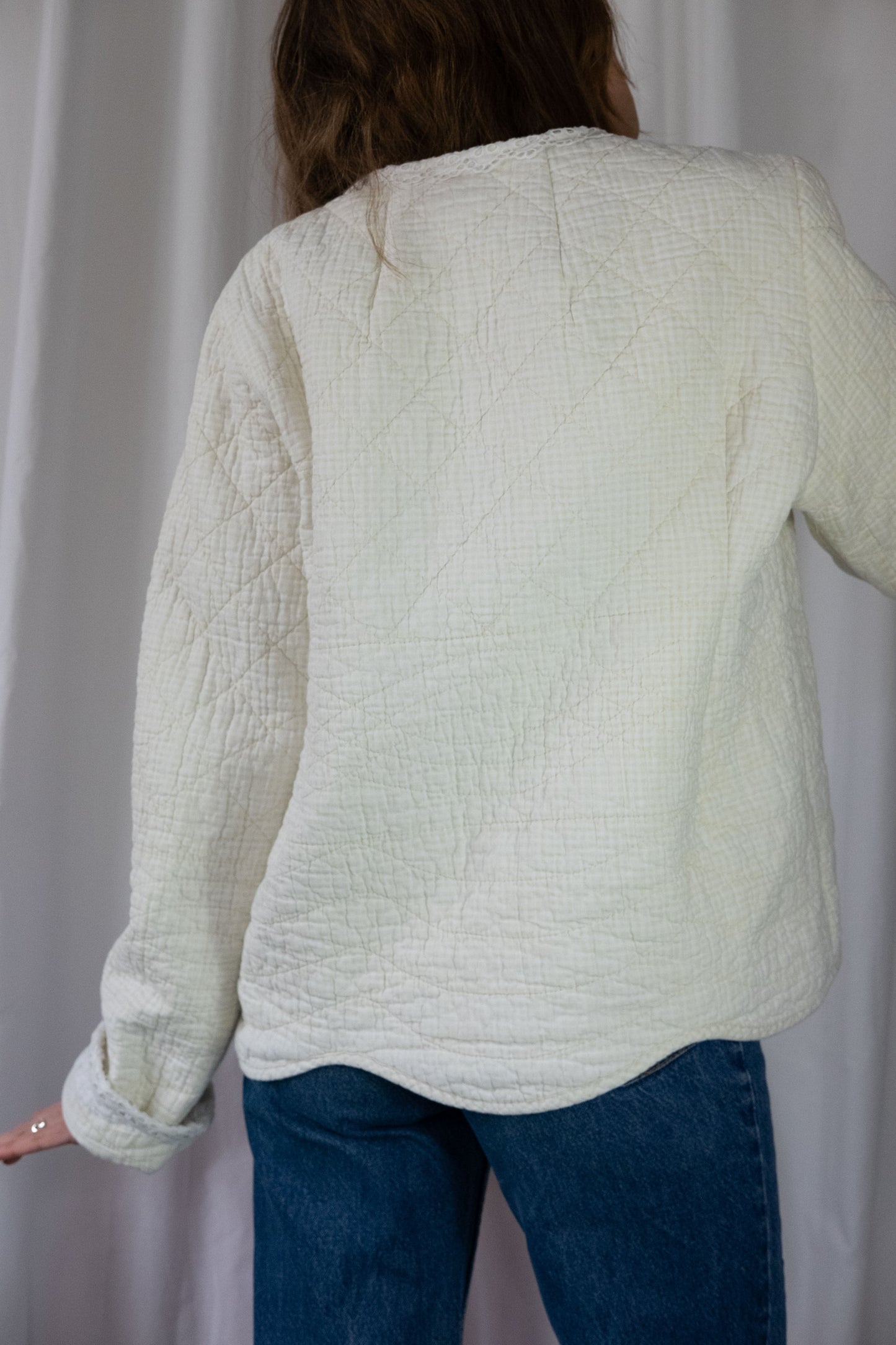 Camomilla ~ Remade Vintage Quilt Jacket ~ Lemon Gingham ~ M/L