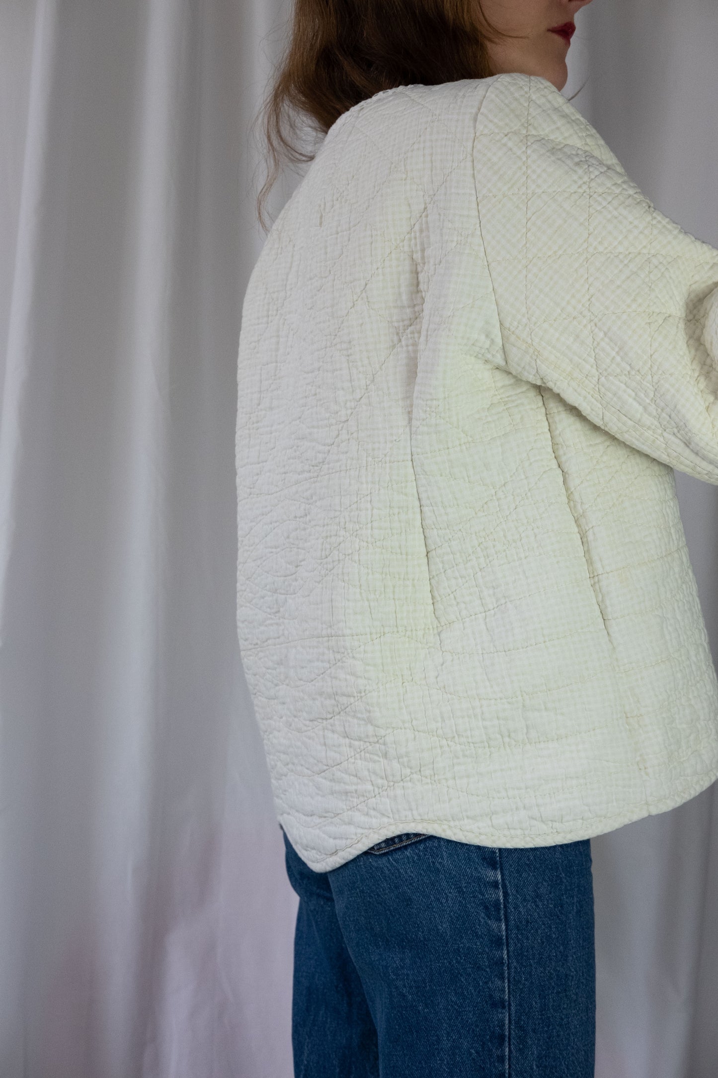 Camomilla ~ Remade Vintage Quilt Jacket ~ Lemon Gingham ~ M/L