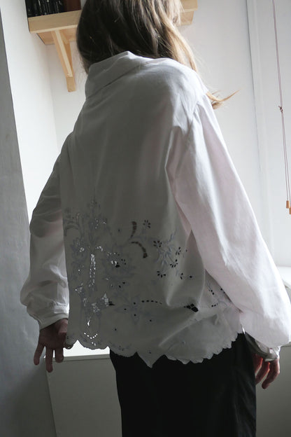 Ada ~ White Cotton Cutout Shirt - M/L