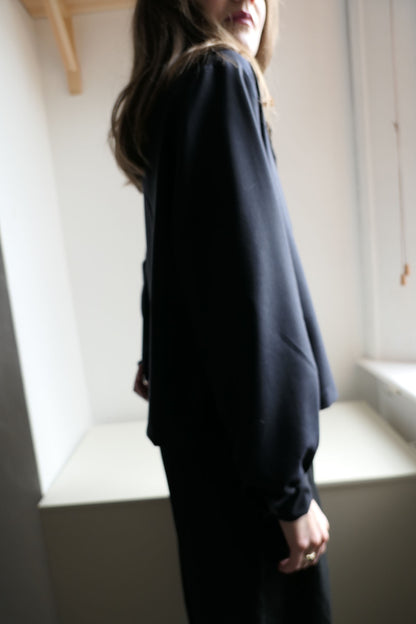 Mira ~ Navy Cashmere Shirt - M/L