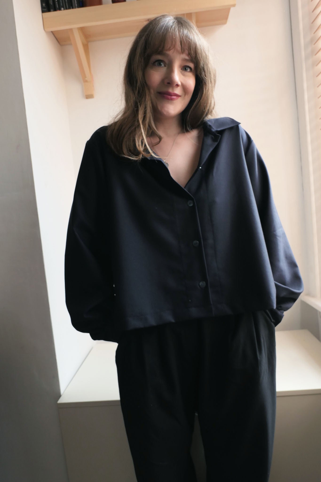 Mira ~ Navy Cashmere Shirt - M/L