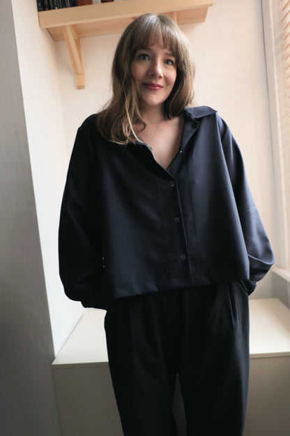 Mira ~ Navy Cashmere Shirt - M/L