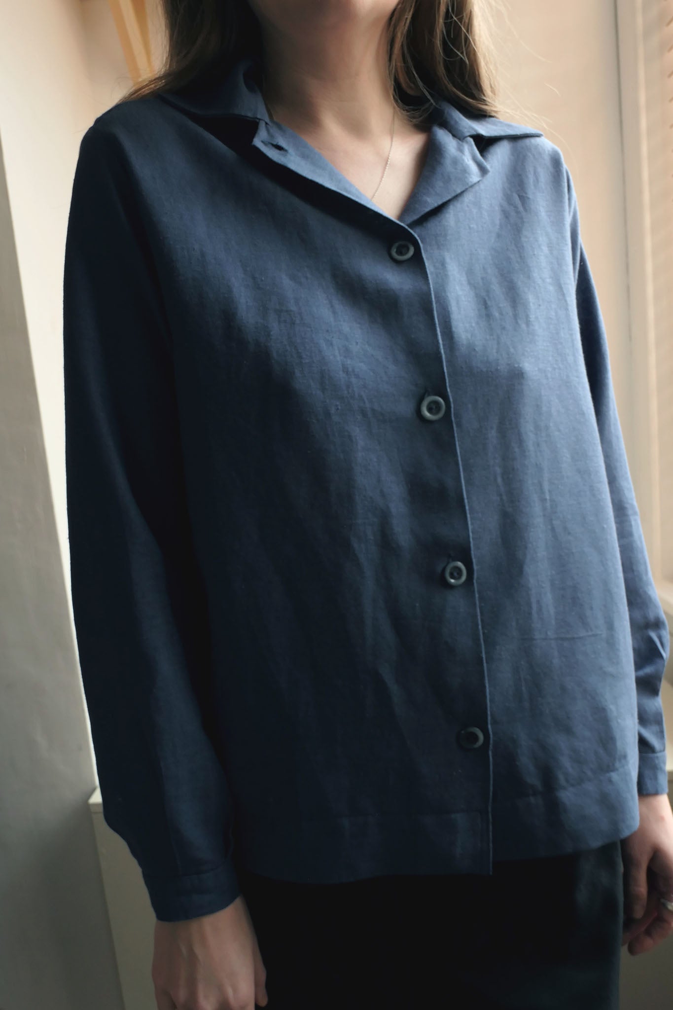Mako ~ Blue Linen Loose Fit Shirt - S/M