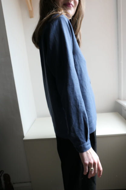 Mako ~ Blue Linen Loose Fit Shirt - S/M