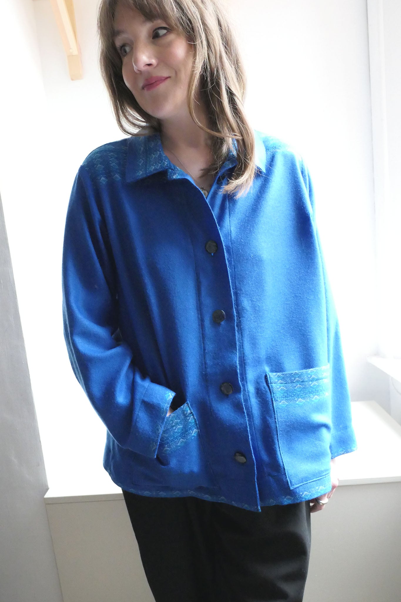 Iris ~ Cobalt Blue Blanket Jacket - M/L