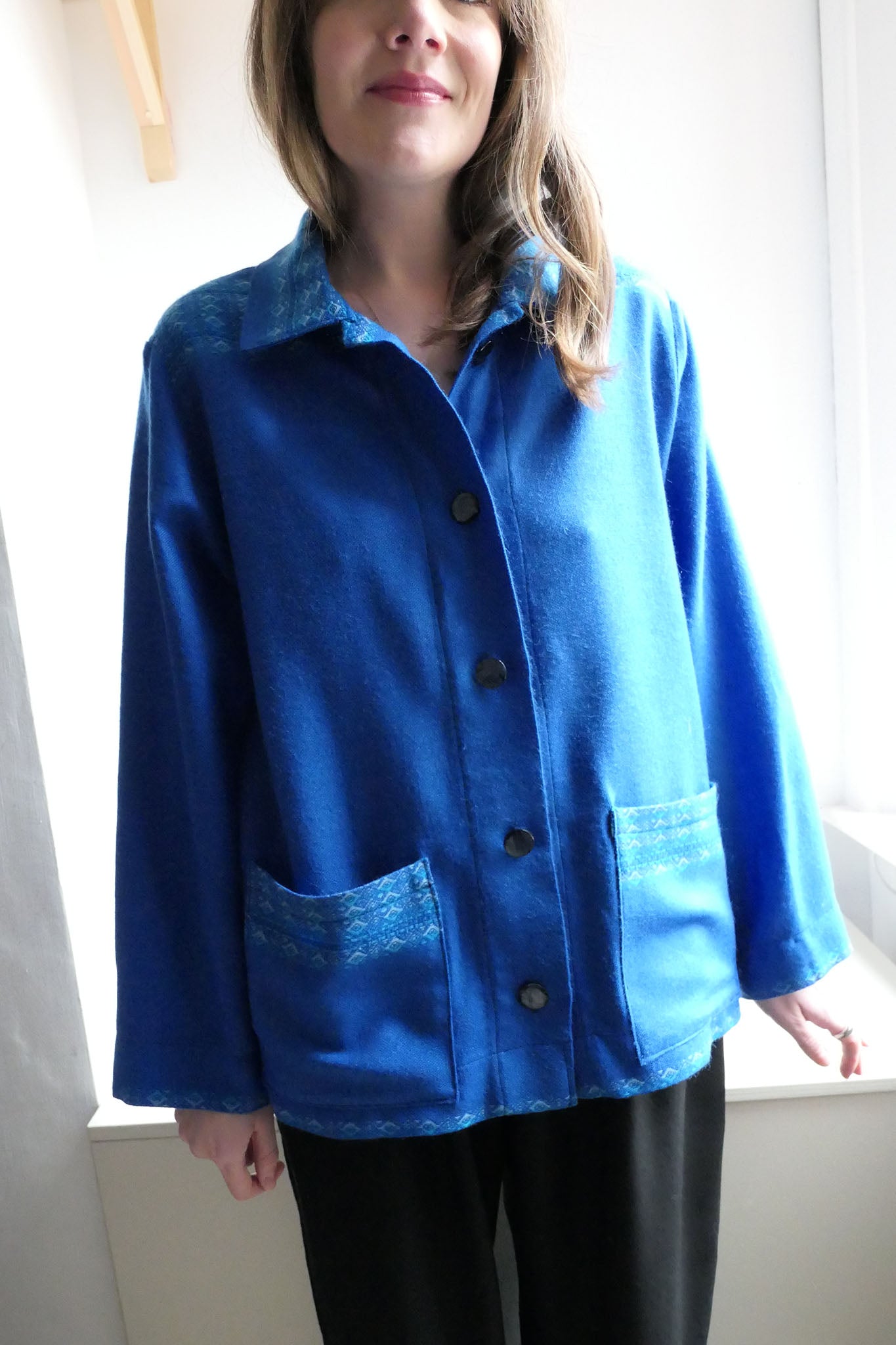 Iris ~ Cobalt Blue Blanket Jacket - M/L