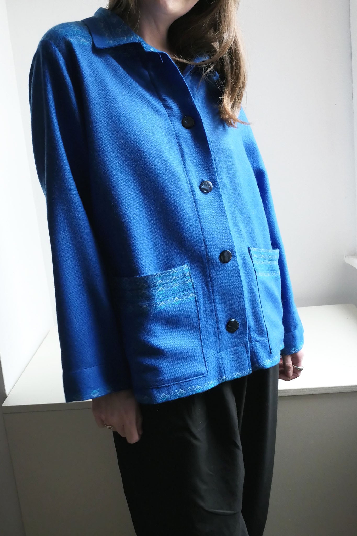 Iris ~ Cobalt Blue Blanket Jacket - M/L
