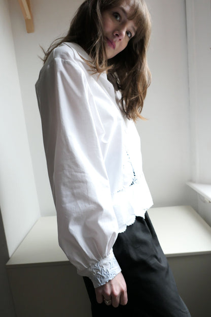 Ada ~ White Cotton Cutout Shirt - M/L