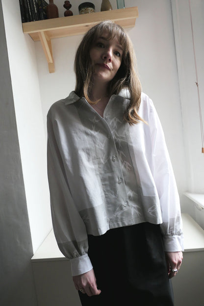 Swift ~ Bird Print & Embroidered Cotton Shirt - M