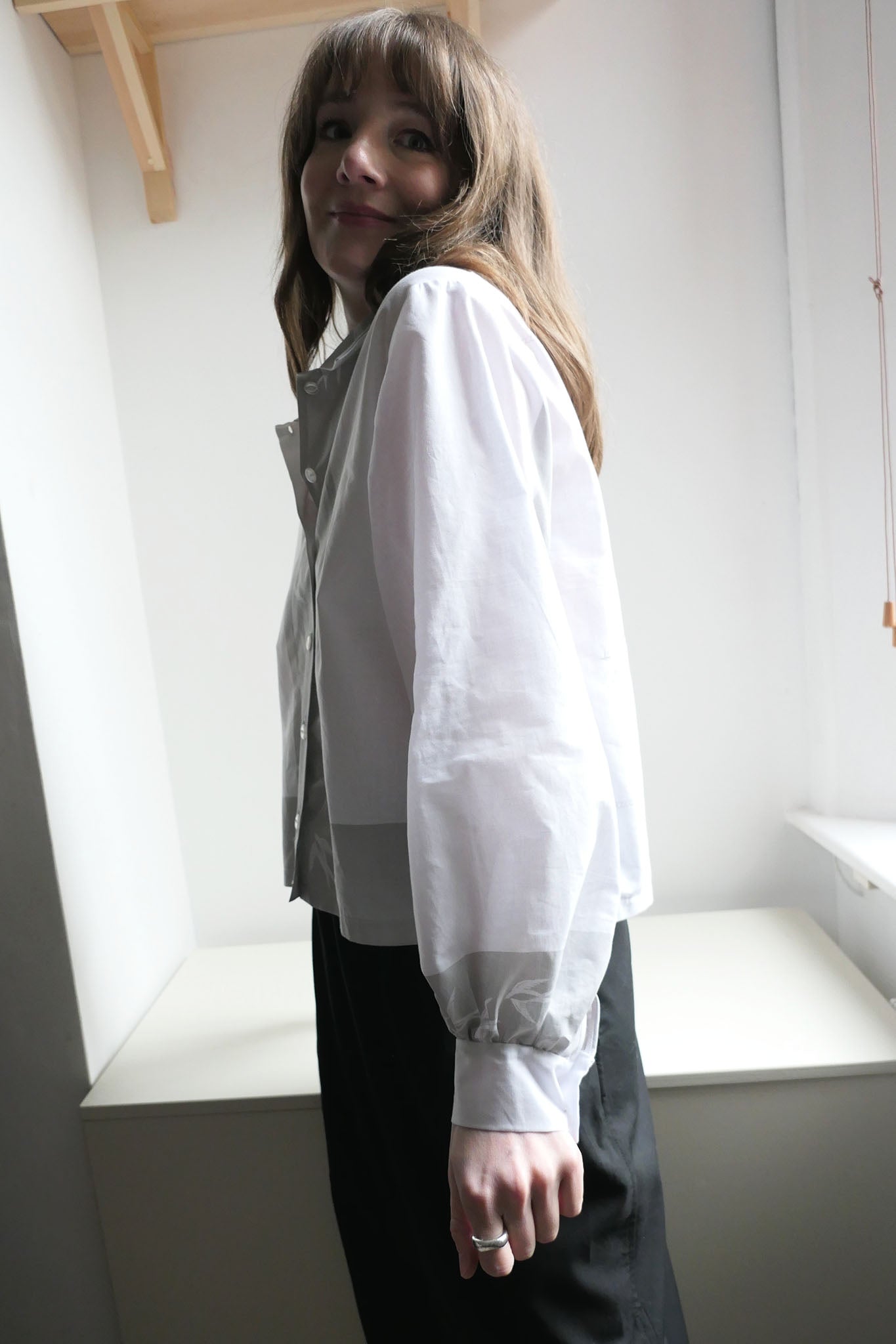 Swift ~ Bird Print & Embroidered Cotton Shirt - M