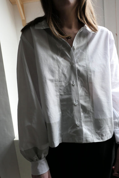 Swift ~ Bird Print & Embroidered Cotton Shirt - M
