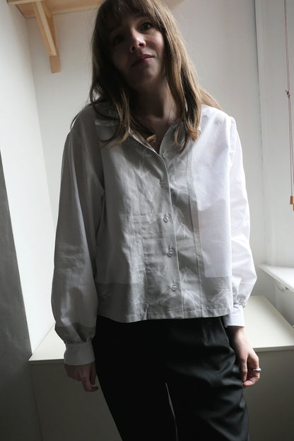 Swift ~ Bird Print & Embroidered Cotton Shirt - M