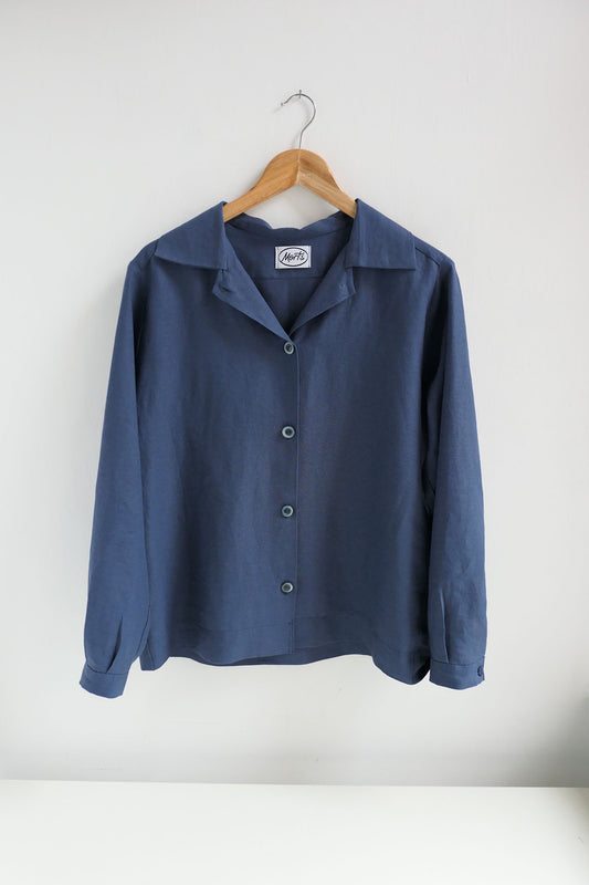 Mako ~ Blue Linen Loose Fit Shirt - S/M