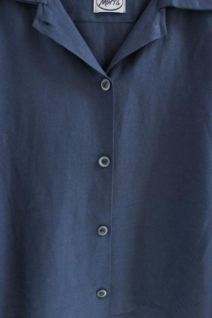 Mako ~ Blue Linen Loose Fit Shirt - S/M