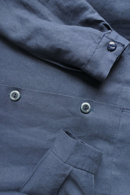 Mako ~ Blue Linen Loose Fit Shirt - S/M