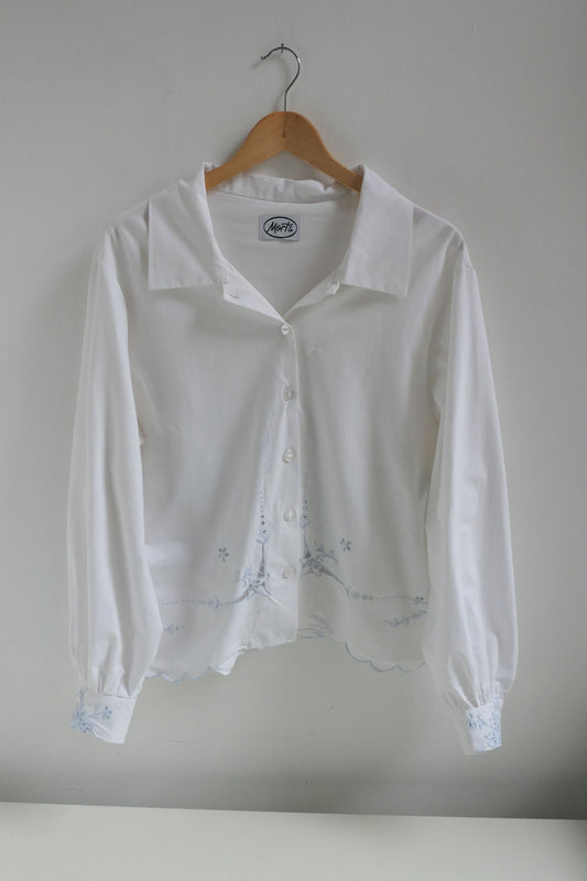 Ada ~ White Cotton Cutout Shirt - M/L