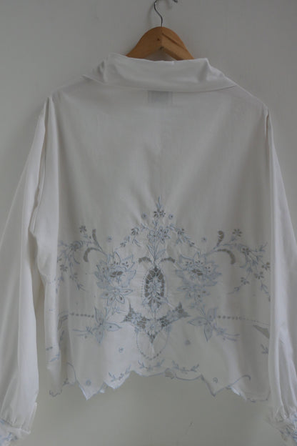 Ada ~ White Cotton Cutout Shirt - M/L