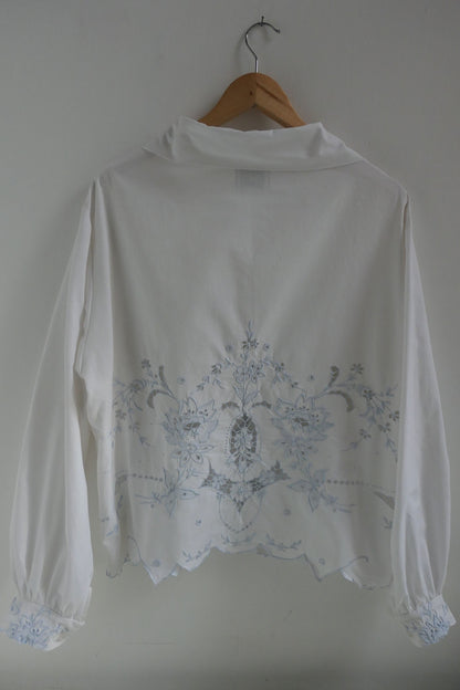 Ada ~ White Cotton Cutout Shirt - M/L