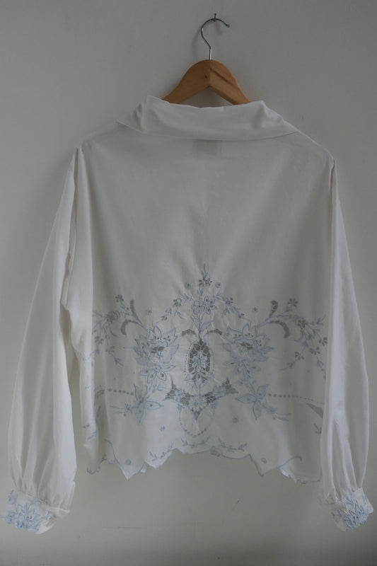 Ada ~ White Cotton Cutout Shirt - M/L