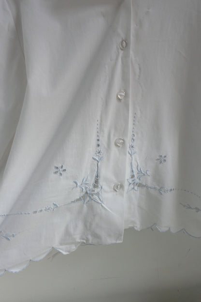 Ada ~ White Cotton Cutout Shirt - M/L