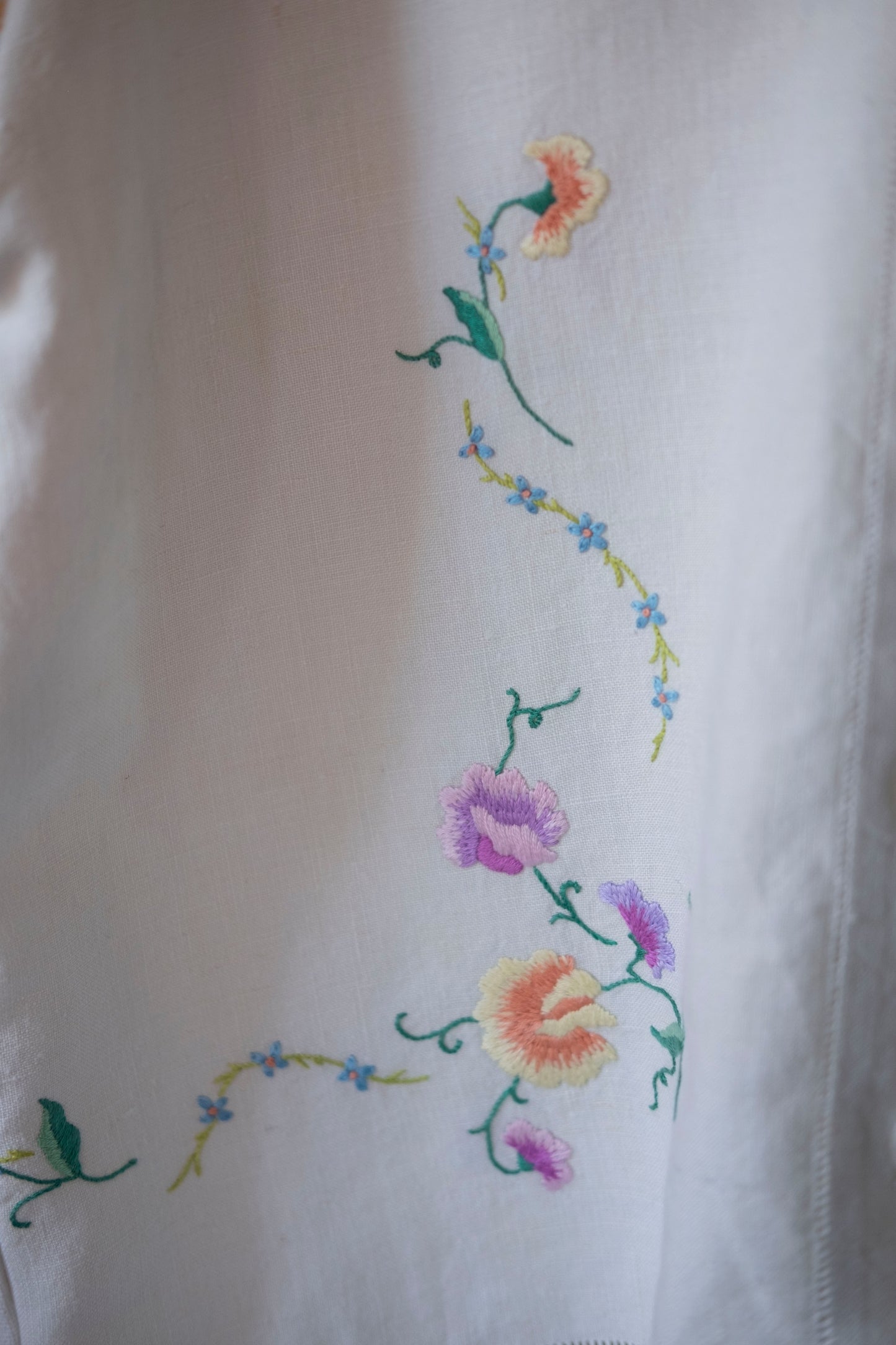 Pansy ~ Reworked Vintage Linen Embroidered Shirt - M/L