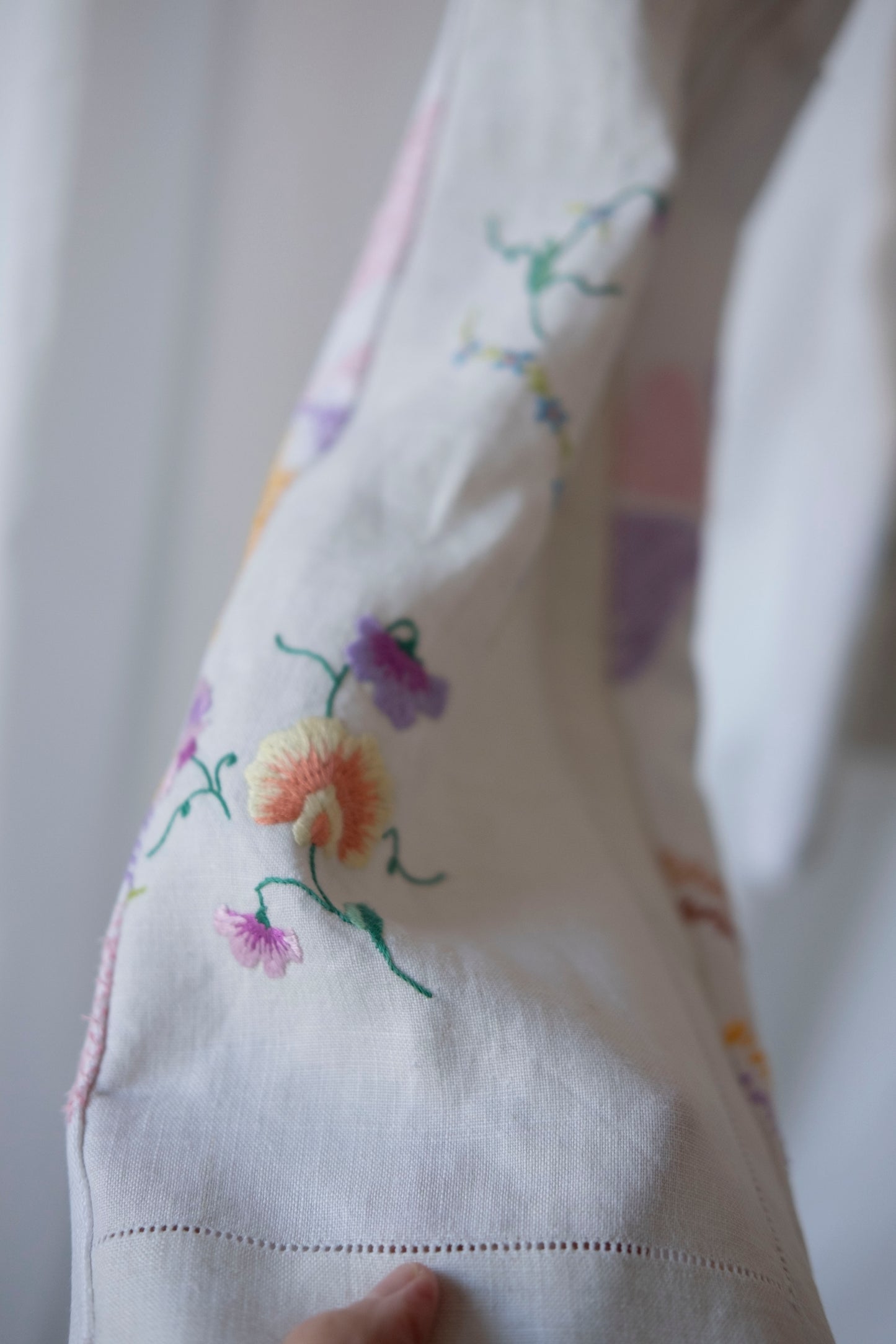 Pansy ~ Reworked Vintage Linen Embroidered Shirt - M/L