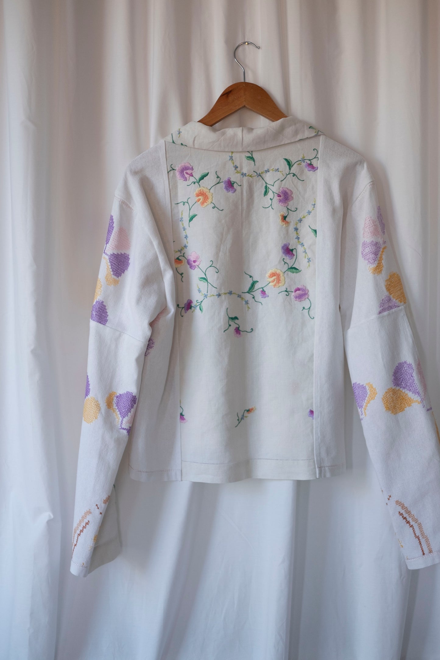 Pansy ~ Reworked Vintage Linen Embroidered Shirt - M/L