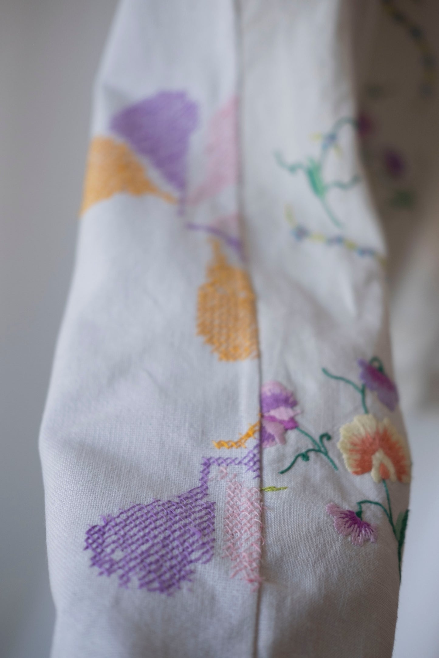 Pansy ~ Reworked Vintage Linen Embroidered Shirt - M/L