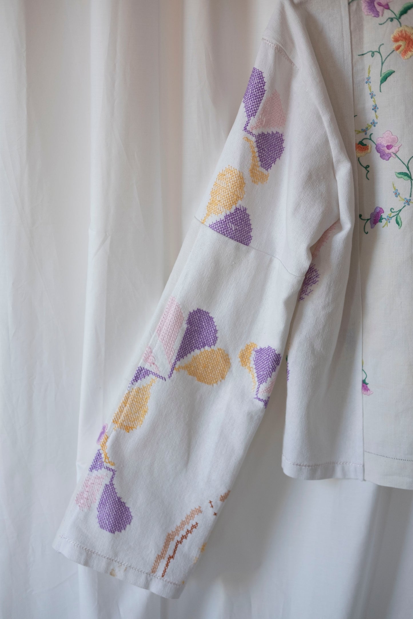 Pansy ~ Reworked Vintage Linen Embroidered Shirt - M/L