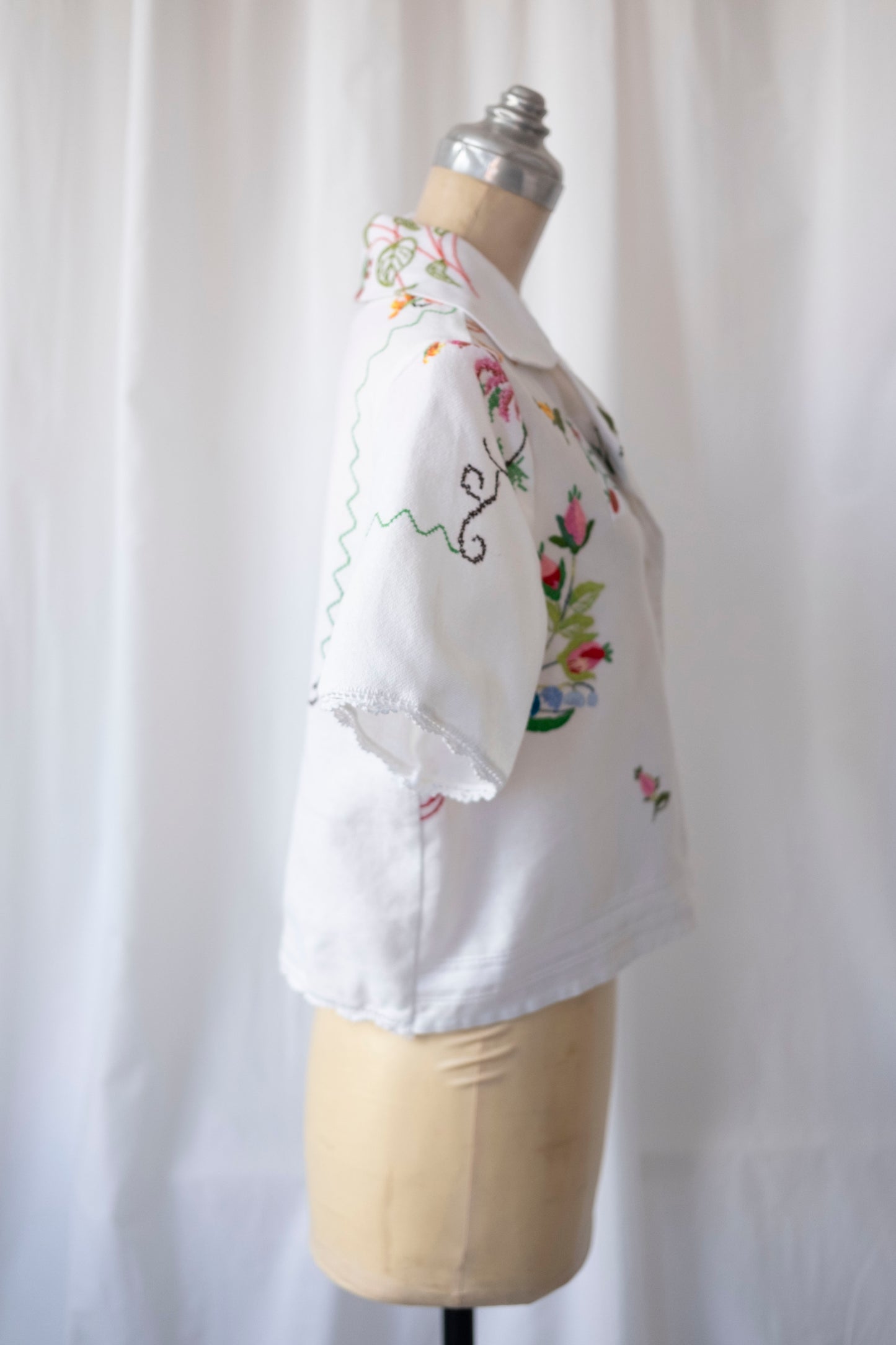 Agnes ~ Reworked Embroidered Shirt - S/M