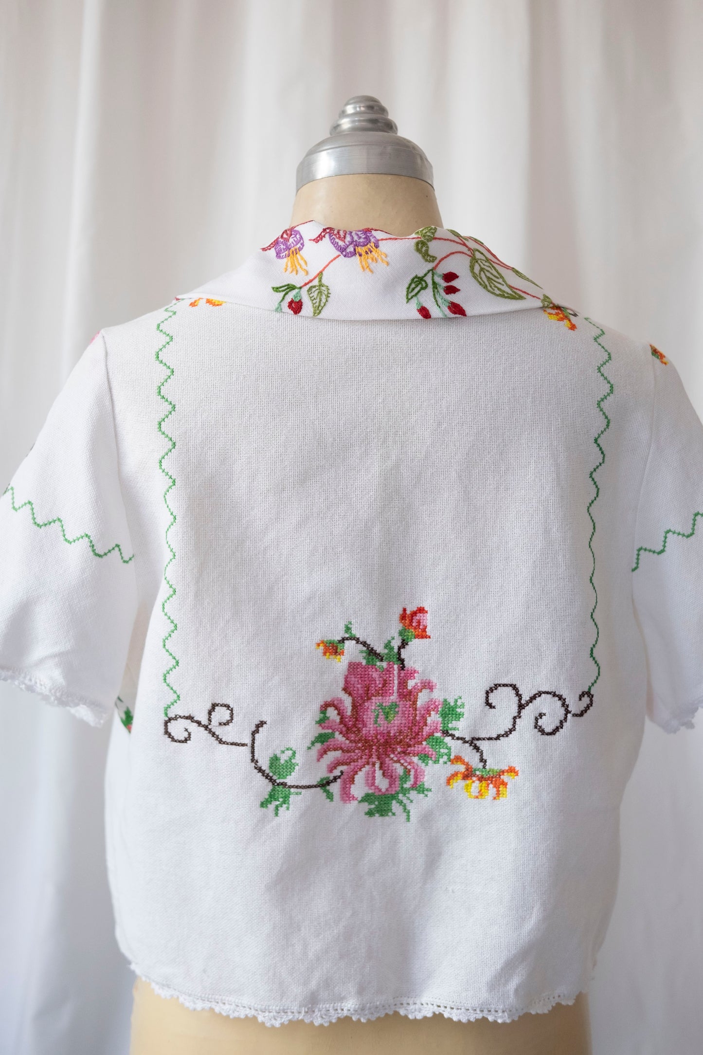 Agnes ~ Reworked Embroidered Shirt - S/M