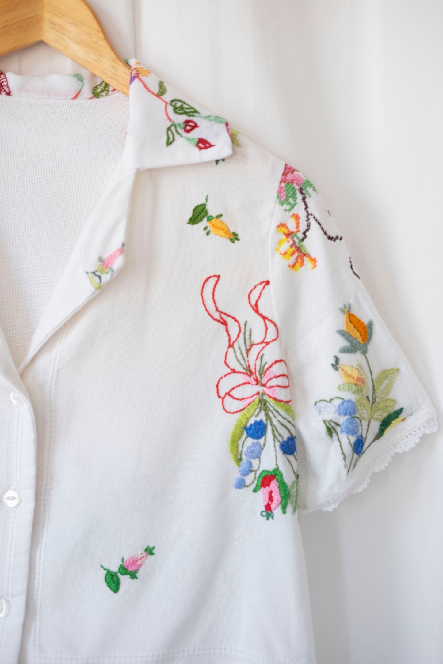 Agnes ~ Reworked Embroidered Shirt - S/M