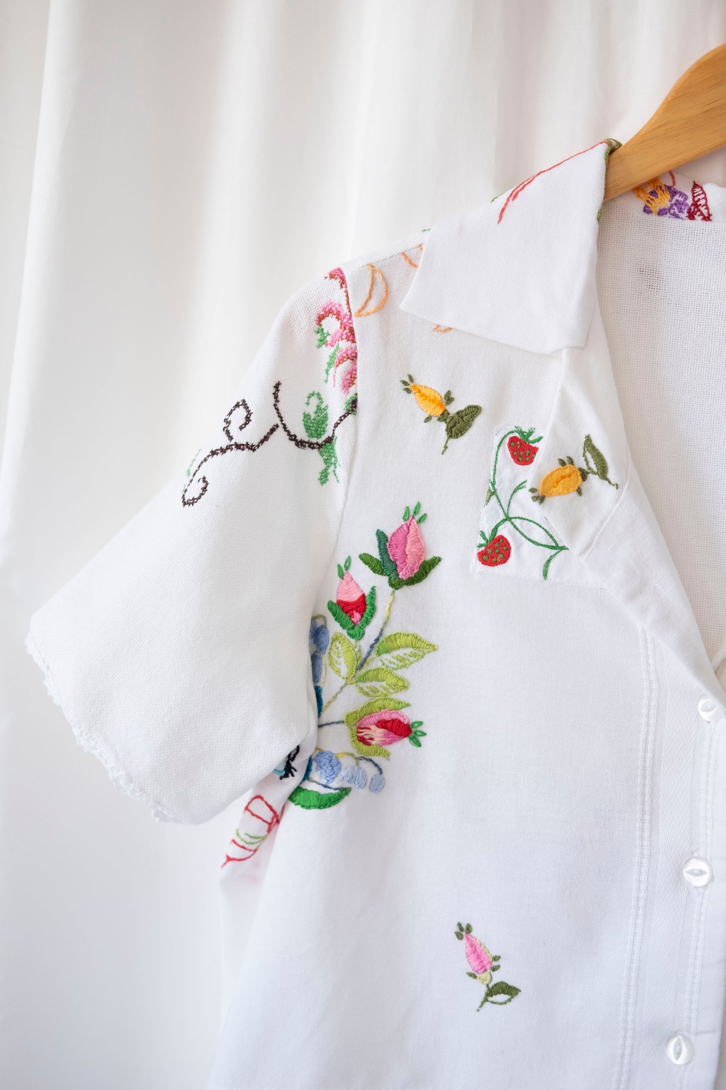 Agnes ~ Reworked Embroidered Shirt - S/M