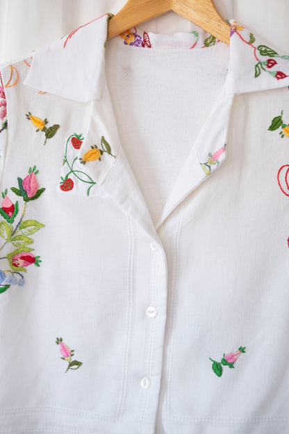 Agnes ~ Reworked Embroidered Shirt - S/M