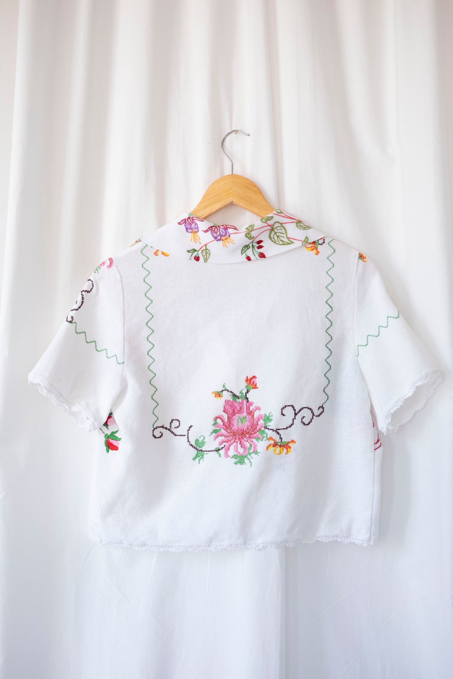 Agnes ~ Reworked Embroidered Shirt - S/M