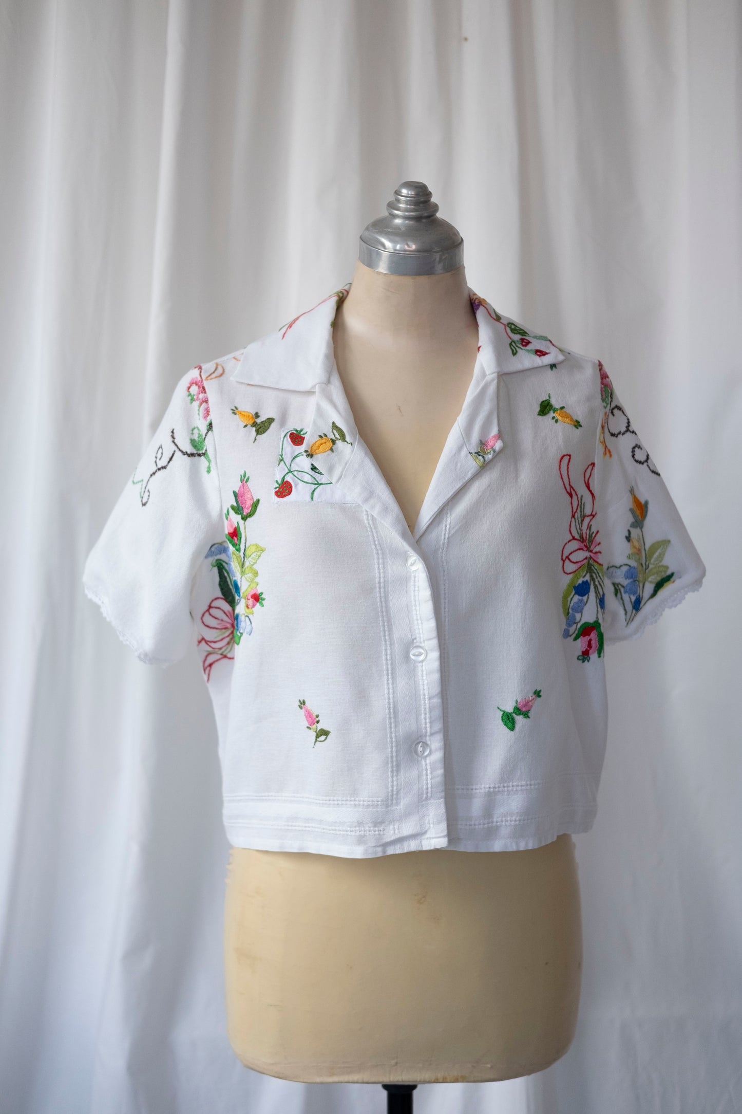 Agnes ~ Reworked Embroidered Shirt - S/M