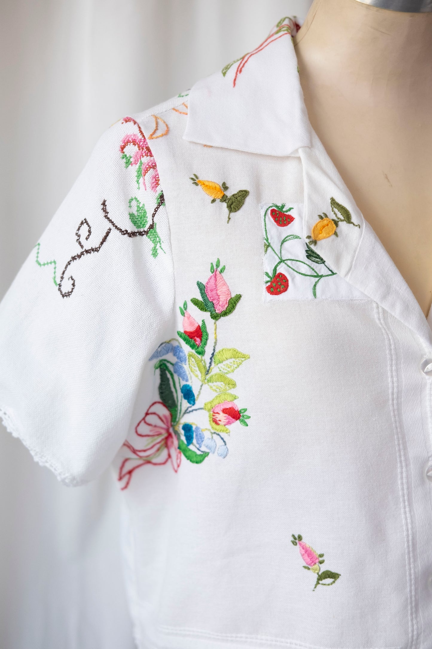 Agnes ~ Reworked Embroidered Shirt - S/M